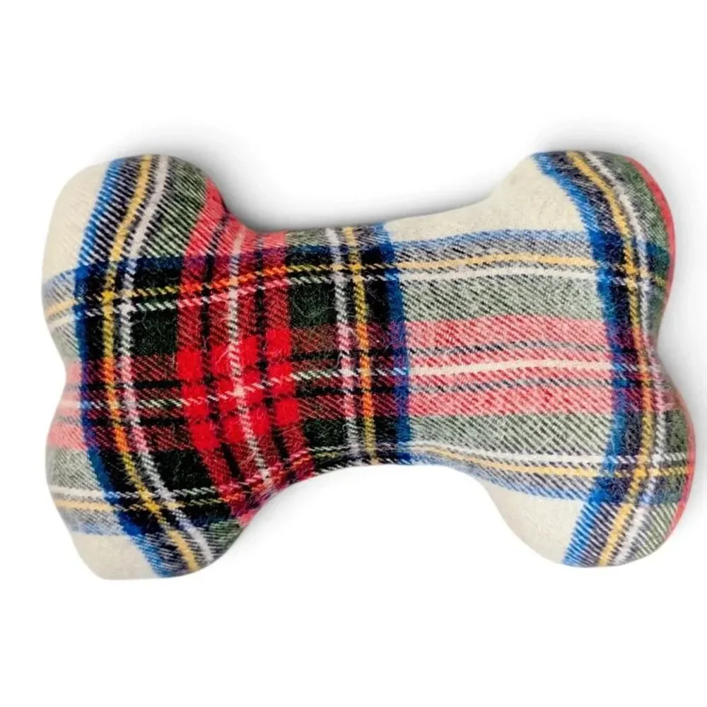 Small Dog Toy Bundle Plush Squeaky Llama Owl Christmas Present Plaid Bone Kong